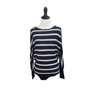 Tart Women's M Medium Knit Sweater Dolman Sleeves Striped Button Row Classic